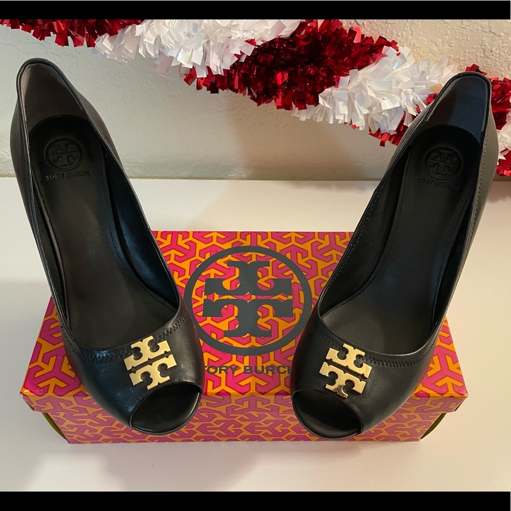 Tory Burch Jade Peep Toe Wedges